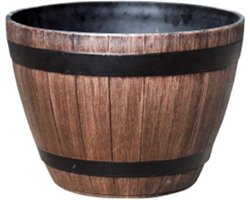 Vijverbak bloempot-houten vat imitatie-ronde plantenbak voor binnen en buiten bloembakken-huis tuin balkon terras Vijverbak