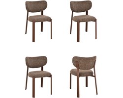 Vika - Eetkamerstoelen Set van 4 - Bruin / Walnoot - Comfortabel - Stijlvol