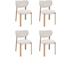 Vika - Eetkamerstoelen Set van 4 - Modern - Beige - Naturel Eiken - Comfortabel