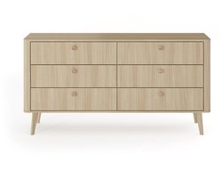 Viki 6s - ladekast - ruime commode op hoge poten - met 6 laden - breedte 163 cm - slaapkamer ladekast - bariste eik