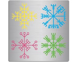 Viking Sjabloon voor DIY Graveren - Tekening Journal Stencil - Rune Patroon - Vegvisir Kompas - Roestvrij Staal - Herbruikbaar - Scrapbook Pyrografie - Hout Branden - Geschikt voor 16x16cm - Viking Symposium