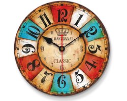 VIKMARI 20 cm industriële vintage wandklok, kleine retro klok in landelijke stijl, ronde klokken zonder tikken voor keuken, woonkamer, slaapkamer, badkamer