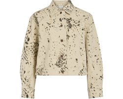 Vila Jas Visanora L/s Print Denim Jacket/bfs 14113207 Birch/slate Black Dames Maat - 38