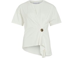 Vila T-shirt Vikalmara O-neck S/s Buckle T-shirt 14114786 Snow White Dames Maat - L
