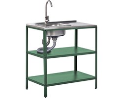 VILAMA - Buitenkeuken met spoelbak - Groen - 80x50x92 cm - Staal
