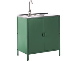 VILAMA - Buitenkeukenkast met spoelbak - Groen - Staal