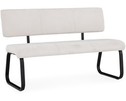 VILAS eetkamerbank voor 3 personen met stoffen bekleding, crèmewit - metalen frame, eetkamerbank met comfortabele gestoffeerde rugleuning, eetkamerbank voor de keuken