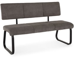 VILAS eetkamerbank voor 3 personen met stoffen bekleding, donkergrijs - metalen frame, eetkamerbank met comfortabele gestoffeerde rugleuning, eetkamerbank voor de keuken - belangrijkste afbeelding