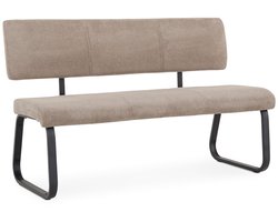 VILAS eetkamerbank voor 3 personen met stoffen bekleding, lichtbruin - metalen frame, eetkamerbank met comfortabele gestoffeerde rugleuning, eetkamerbank voor de keuken