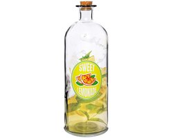 Vilde - Glazen Fles - 1L - Decoratieve Stijl - Met Kurk