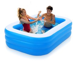 Vilde - Opblaasbaar Zwembad - 170x115x47 cm - PVC - Blauwe En Witte Rand