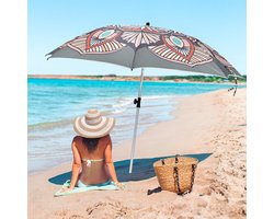 Vilde - Parasol - Strand en Tuin - 180 cm - Grijs - Mandala Print