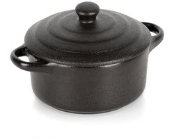 Vilde - Porseleinen Ovenschaal - 150ml - Zwart - Inclusief Deksel