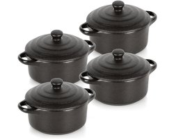 Vilde - Porseleinen Ovenschalen - 150 ml - Set van 4 - Met Deksel