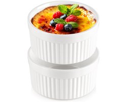 Vilde - Porseleinen Ovenschalen - 260ml - Wit - Set van 2