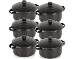 Vilde - Porseleinen Ramekins - 150ml - Met deksel - Zwart