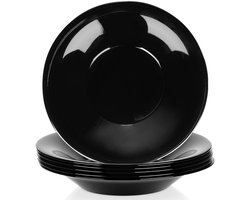 Vilde Serie - Diepe Glazen Dinerborden - Zwart - 21,5 cm - 400 ml - 6 stuks
