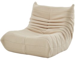 VILIMA - Fauteuil - Loungestoel - Relaxfauteuil - Meditatiestoel - Super zacht lamswol - Lichtgewicht - Beige - 86x65x75cm