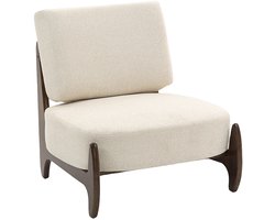 VILIMA - Fauteuil - Loungestoel - Stoel - Fauteuil - Japandi stijl - Modern - 72x73,5x81 cm - Dik kussen - Beige - Bruin