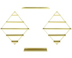 VILIMA - Nagellak rek - Wandrek - 4-delig - Gellak organizer - Salonrek - Modern design - Capaciteit tot 90 potjes - Hoogwaardig ijzer - Goud