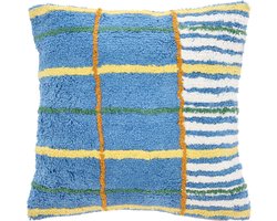 Villa Collection Dynamic Kussen 45x45 Blauw/Geel/Offwhi/Groen