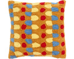 Villa Collection Retro Kussen 45 x 45 cm Amber/Rood/Blauw/Geel