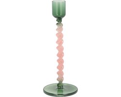 Villa Collection Vivid Glazen kaarshouder Dia 7,4 x 16,3 cm Groen/Roze