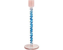 Villa Collection Vivid Glazen kaarshouder Dia 7,4 x 20,3 cm Blauw/Roze