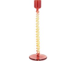 Villa Collection Vivid Glazen kaarshouder Dia 7,4 x 20,3 cm Geel/Rood