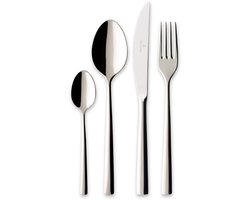 Villeroy & Boch Bestekset Piemont 4 Persoons (16-delig) | Bestek, Lepels, Messen, Vorken - Vaatwasserbestendig | Hoogwaardige Roestvrij Staal / RVS