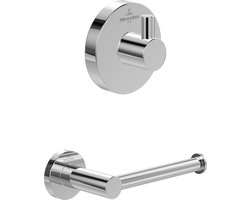 Villeroy & Boch Elements Tender badkameraccessoireset, 2-in-1, handdoekhaakje & toiletrolhouder, chroom