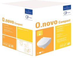 Villeroy & Boch O.novo combipack - met wandcloset - diepspoel Compact 49cm - met zitting - met softclose en quick release ceramic+ wit