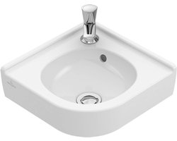 Villeroy & Boch O.novo hoekfontein 32x32cm - met kraangat met overloop wit