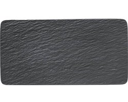 Villeroy & Boch Serveerschaal / Opdienschotel Manufacture Rock – Zwart – 35 x 18 cm – Stijlvol en Duurzaam – Perfect voor het Serveren van Gerechten, Salades en Meer