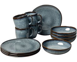 Villeroy & Boch Serviesset Lave - Grijs - 12-delig / 4 personen