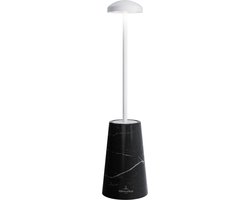 Villeroy & Boch tafellamp Siena | Wit met marmeren voet | Oplaadbaar | Spatwaterdicht
