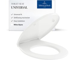 Villeroy & Boch Universele toiletzitting, toiletdeksel wit glanzend soft-close mechanisme