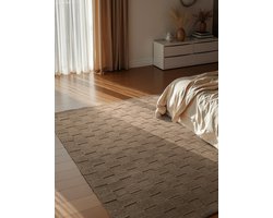 Villeroy & Boch Wollen vloerkleed Scala Blocks - Taupe - Natuurlijk Tapijt - Laagpolig - 80x200 cm