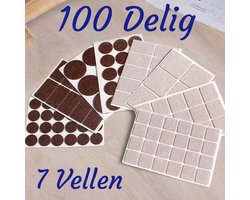 Vilt set – 100 Delig – Bruin – Meubels – Stoel vilt – Bank vilt – Anti kras – Bescherm vilt - Zelfklevend – Viltjes – Stoelen – Stoelpoot beschermers – Plak vilt – Tafel vilt – Vilt glijders – Meubelonderzetters - vilt stoelpoten