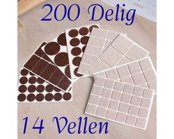 Vilt set – 200 Delig – Crème en Bruin – Meubels – Stoel vilt – Bank vilt – Anti kras – Bescherm vilt - Zelfklevend – Viltjes – Stoelen – Stoelpoot beschermers – Plak vilt – Tafel vilt – Vilt glijders – Meubel onderzetters