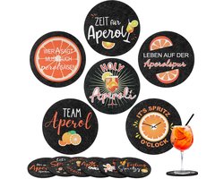Vilten onderzetters - cadeau set - grappige drankonderzetters - Aperol - 12 stuks - bar tafeldecoratie - spreuken - themafeest carnavalfeest - geschikt voor alle soorten glazen - meerkleurig.