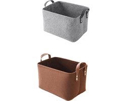 Vilten Opbergmanden Set van 2 - Ruimtebesparende Opbergdozen voor Boeken, Kleding en Speelgoed