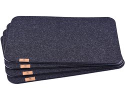 Vilten placemats - elegant design - set van 4 - donkergrijs - vilt
