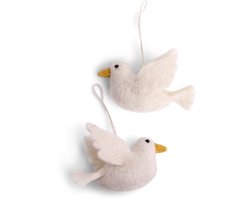 Vilten Vredesduiven - Vilten Vogel - Vogeltje van Vilt - Gry & Sif - Vilten Hangers - Peace of Dove - Vredesduif van vilt 2 stuks
