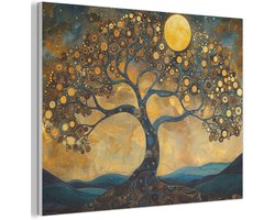 Vilten Wanddecoratie - Wandkleed Abstract - Kamer Aankleden - Geluiddempend Viltpaneel - 100x70 cm - Geel