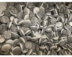 viltglijder met nagel. grijs. 28mm breed. rond, 24 stuks. voor meubels. antikras.