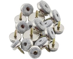Viltschroeven - 30 stuks - Anti-kras Meubelonderzetters - Beschermvilt - Meubelaccessoires - Bescherming Meubels - Meubelbeschermers met Schroef - Stoelpoot Beschermers - Voor stoelen, tafels, bureaus - 18mm