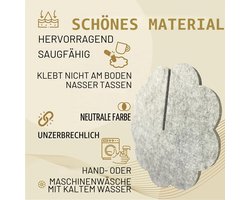 Viltwollen Schapen Onderzetters - 6-delige Set - Absorberend met Houder voor Drankjes op Salontafel - Decoratie Lichtgrijs