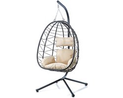 VIN® Hangstoel Cocoon - Egg Hangstoel – Hang Stoel Met Standaard – Egg Chair Inclusief Kussens – Voor Binnen Of Buiten – Hangstoelen – Gewicht tot 130 Kg