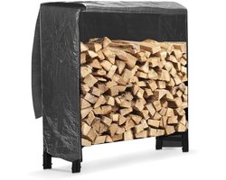 VIN® Houtrek – Houtopslag – Brandhoutrek - Haardhout - Opslag – Rek Voor Binnen - en Buiten – Brandhout – Metaal – Zwart